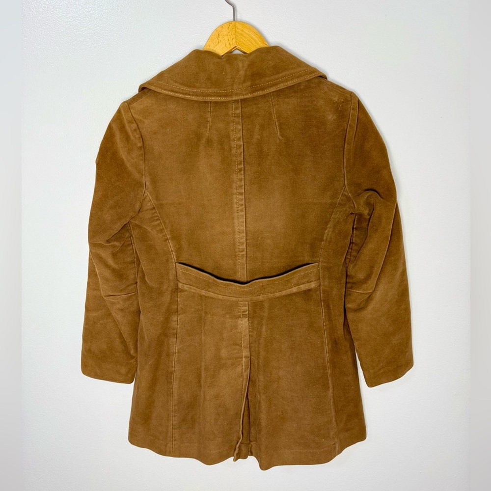 Vintage Suede Classic Brown Double-Breasted Women's Pea Coat | M - Picture 2 of 6